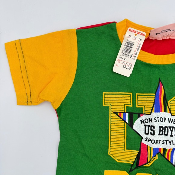 Vtg US BOYS Colorblock Tee 2T Made in USA Toys R Us Sport Style NWT Deadstock - Picture 7 of 15